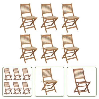Produktbild von The Living Store Klappbare Gartenstühle 6 Stk. mit Kissen Massivholz Akazie