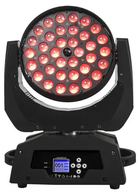 Zdjęcie produktu dla Światło LED Zoom Wash Moving Head - 36 x 18W RGBWA+UV, reflektor sceniczny DMX - 648W - 100-240V - Profesjonalne oświetlenie do scen i imprez DJ - Wtyczka EU