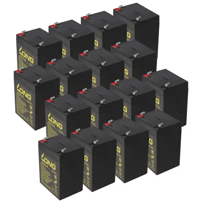 Zdjęcie produktu dla 16 akumulatorów kwasowo-ołowiowych Kung Long WP5-12 12 V 5 Ah, odpowiednich do zestawu akumulatorów APCRBC140 firmy APC, kompletny zestaw składający się z 16 akumulatorów