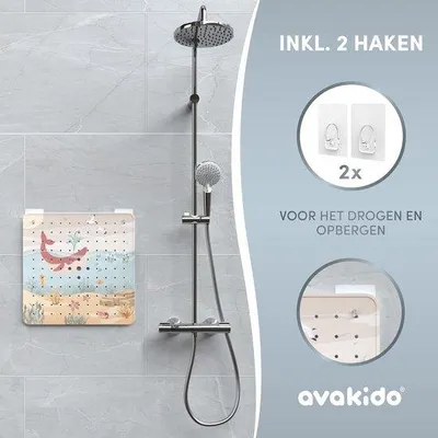 Produktbild von Antislip Douche voor Kinderen - BPA-frei - Schimmelbeständig - 2 Haken, Wasbar