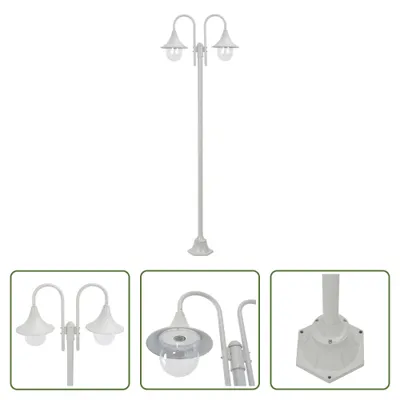 Immagine prodotto di The Living Store Dissuasore da giardino E27 220 cm in alluminio a 2 lanterne bianco