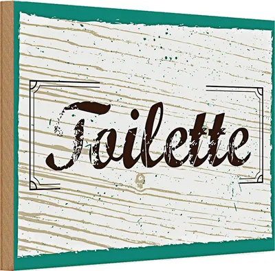 Produktbild von Holzschild Spruch 30x20cm Toilette blau braun