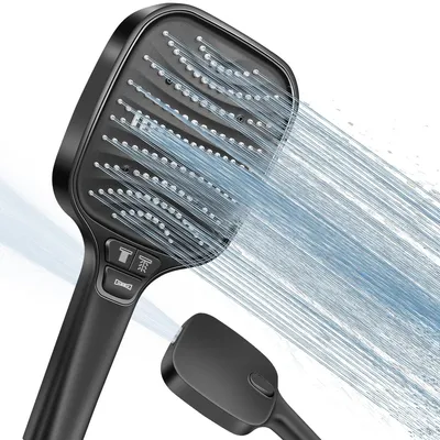 Produktbild von Regendusche Duschkopf Regenbrause - 120 mm - 8 Strahlarten - Schwarz - Wassersparend