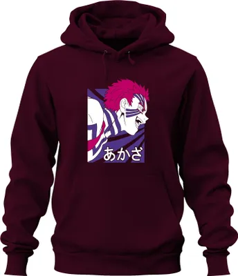 Zdjęcie produktu dla あかざ Demon Anime Manga Face Japan Fan Gift Japan Y2K Streetwear Uni Bluza z kapturem, bordowy, XXL