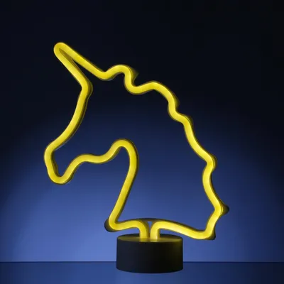 Produktbild von LED NEON Figur EINHORN - Neonlicht - H: 30cm - Batterie oder USB Betrieb - stehend - warmweiß