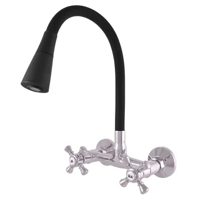 Obrázek produktu pro Slezák-RAV Slezák Rav MK302/13 Vodovodní baterie dřezová s flexibilním ramínkem se sprchou Barva: chrom/černá, Rozměr: 150 mm