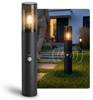 Produktbild von SSC-LUXon VARDA Garten Standleuchte mit Bewegungsmelder & Dämmerungssensor - Pollerleuchte IP44 inkl. LED Leuchtmittel E27 warmweiß