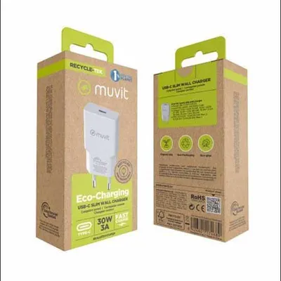 Productafbeelding van Muvit oplader voor smartphones, slim type C, PD 30W, wit