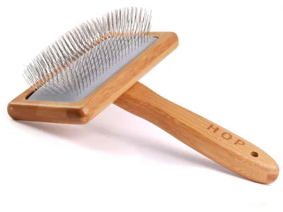 Produktbild von Hundebürste Katzenbürste für Langhaar & Kurzhaar mit Holzgriff Braun