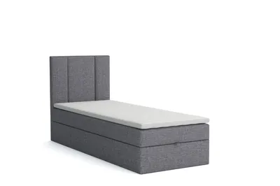 Produktbild von MR GROUP Boxspringbett Alta 70 x 200 cm Kinderbett, Jugendbett, Einzelbetten, Bett mit Stauraum, Polsterbett Matratze Topper H3 Schlafzimmer, hellgrau
