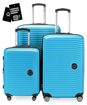Produktbild von Hauptstadtkoffer MITTE - Gepäck-Set 3 Koffergrößen + digitaler Namensschild Gepäckanhänger, Reisetrolleys mit XL Erweiterung Kofferset Aufgabegepäck ,Cyanblau