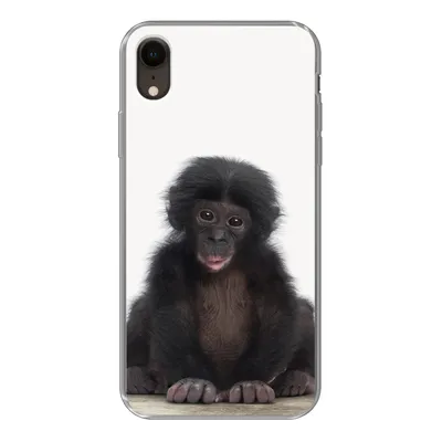 Produktbild von MuchoWow® Handyhülle Schutzhülle Hülle für iPhone XR Kind - Affe - Schimpanse - Babytiere - Jungen - Mädchen Silikon Softcase Handy Hülle - Schutzdeckel