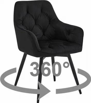 Produktbild von Drehbares Esszimmerstuhl JORK360 VELVET, schwarz