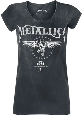 Produktbild von Metallica T-Shirt Damen Biker schwarz/grau Band-Merch, Bands 100% Baumwolle S