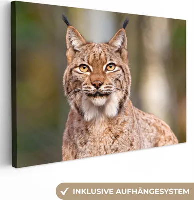 Produktbild von OneMillionCanvasses® - Leinwandbilder - 140x90 cm, Porträt des Luchses, Wandbilder Kunstdruck Wanddekoration - Foto auf Leinwand - Gemälde auf Holzrahmen