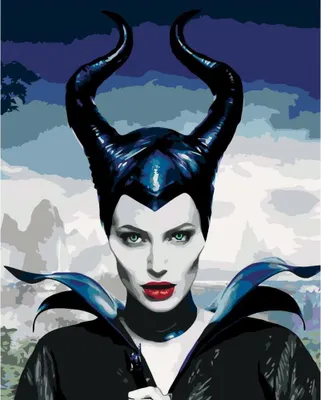 Produktbild von Malen nach Zahlen mit einem Rahmen Gemälde Portrait von Maleficent 40x50cm