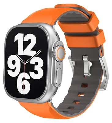 Immagine prodotto di Per Apple Watch SE 2023 44mm due colori Silicone Sport Armband Watch sostituzione braccio banda Arancione