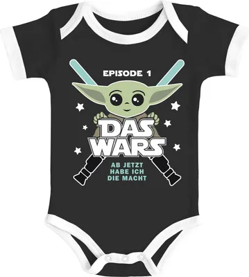 Produktbild von Baby Body mit Spruch lustig Episode 1 Das Wars Jetzt habe ich die Macht Yoda Parodie Jungen & Mädchen MoonWorks® schwarz-weiß 12-18 Monate