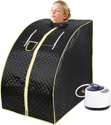 Obrázok produktu pre Sauna do domácnosti, prenosná sauna, domáca sauna, sauna v podobe stanu s diaľkovým ovládaním | Parnej kúpeľ s odparovačom (čierna parná sauna)