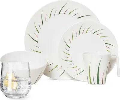 Obrázek produktu pro Melaminová sada kempingového nádobí pro 4 osoby Limon Design 16 kusů + sklenice na vodu Milano nádobí na piknik BBQ nádobí