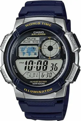 Zdjęcie produktu dla Zegarek męski Casio WORLD TIME ILLUMINATOR - 5 ALARMÓW, 10 LAT BATERII Czarny Szary (Ø 40 mm) (Ø 43 mm)