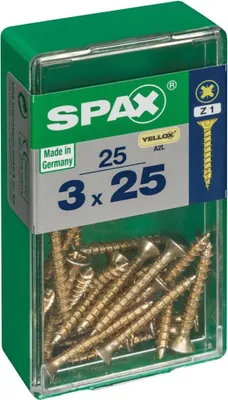 Image de Lot de 25 vis acier tête fraisée pozidriv SPAX, Diam.3 mm x L.25 mm