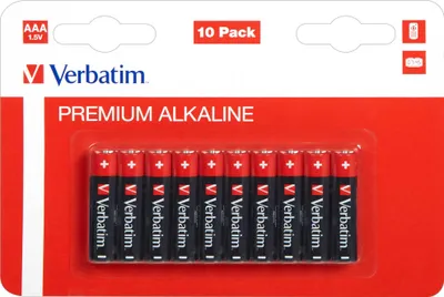 Zdjęcie produktu dla Verbatim Baterie alkaliczne AAA, Jednorazowa bateria, AAA, Alkaliczny, 1,5 V, 10 szt., Czarny, Czerwony