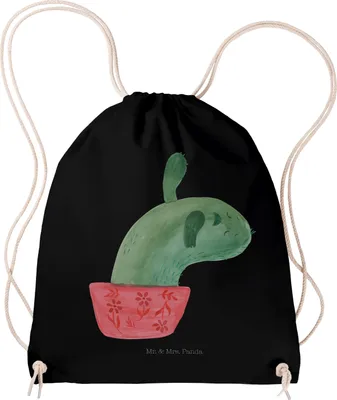 Produktbild von Mr. & Mrs. Panda Jutebeutel Kaktus Mama - Schwarz - Geschenk, wander rucksack, Sportbeutel, Kakteen, Ärger, Kleiner, Motivation, Beutel, Büro, gymnastiktasche, Quote