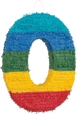 Produktbild von Schlag-Pinata in Form der Zahl 0 mit verdecktem Befüllloch, 53x40x10cm