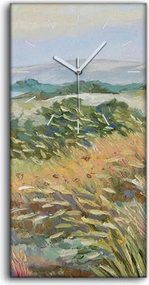 Produktbild von Wanduhr Uhr Wandbild Leinwand Geräuschlos 30x60 Malerei Wiesen Landschaft Kunst - weiße Hände