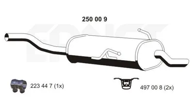 Zdjęcie produktu dla ERNST 250009 - tłumik końcowy do samochodu BMW 3 (sedan, E46), układ wydechowy