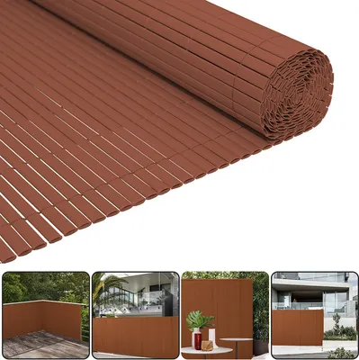 Zdjęcie produktu dla Mata do ochrony prywatności PVC ogrodzenie prywatności brązowy Wiatrochron do ogrodu balkon i taras 90x600cm