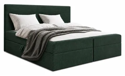 Produktbild von Bett, Boxspringbett, Continentalbett BERG POSO mit Bonell Matratze, VISCO Topper, Doppelbett mit Container, H3 140x200 cm, (Dunkelgrün - Poso 14)