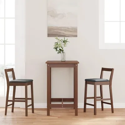 Produktbild von Möbel Barhocker mit Kissen 2 Stk. Braun Massivholz Gummibaum - Barhocker CC3819