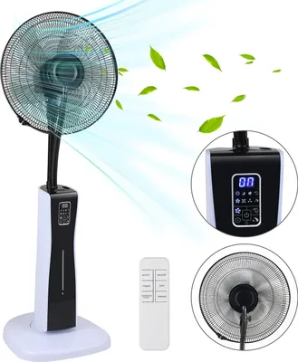 Image de Ventilateur sur pied Vigevee avec fonction brumisateur, 75 W, télécommande, silencieux, humidificateur, refroidisseur d'air, eau, 2 en 1