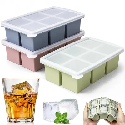 3er-Set große Silikon-Eiswürfelform, quadratisch, 5 cm