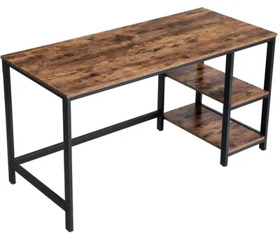 Immagine prodotto di Scrivania con spazio contenitivo – Stile industriale – Marrone/Nero – 140 x 60 x 75 cm