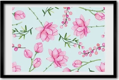 Produktbild von Bild 60x40 MDF-Rahmen, Wandkunst Blumen und Beeren