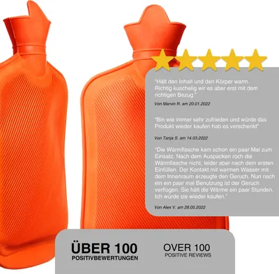 Produktbild von Snoozy Qualitäts Wärmflasche XXL mit 2 Liter Volumen aus 100% Naturkautschuk