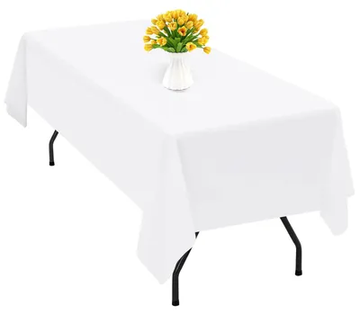 Zdjęcie produktu dla Obrus poliestrowy prostokątny Biały 153 x 320 cm Odporny na gniecenie Bankiety Przyjęcia