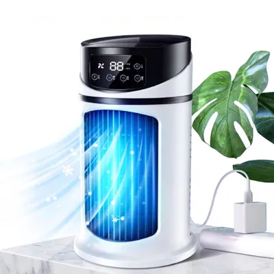 Obrázok produktu pre Klimatizácia 3 v 1 s ventilátorom a funkciou chladenia rozprašovaním, 300 ml nádržka na vodu, ambientné osvetlenie, automatické oscilovanie doľava a doprava, nastavenie rýchlosti