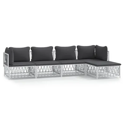 Produktbild von vidaXL 5-tlg. Garten-Lounge-Set mit Kissen Weiß Stahl