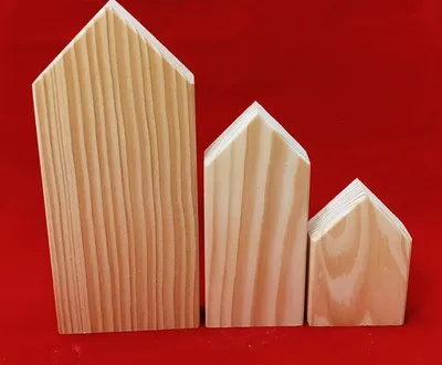 Produktbild von 3 St. Astreine Holzhaus zum Bemalen oder als Deko Höhe 7-16 cm