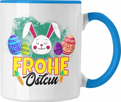 Produktbild von Trendation - Tasse Ostern Ostergeschenke Kinder Jugendliche Geschenke Lustige Grafik Osterhase Osterei Frohe Ostern (Blau)