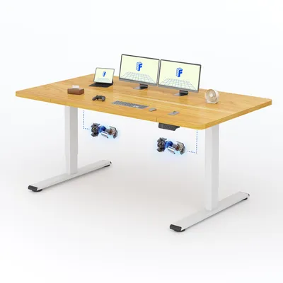 Produktbild von FLEXISPOT Höhenverstellbarer Schreibtisch Elektrisch 160x70cm, 2 starke Motoren, 120 kg Tragkraft, Antikollisionsschutz, 4 Memory-Funktion (Ahorn)