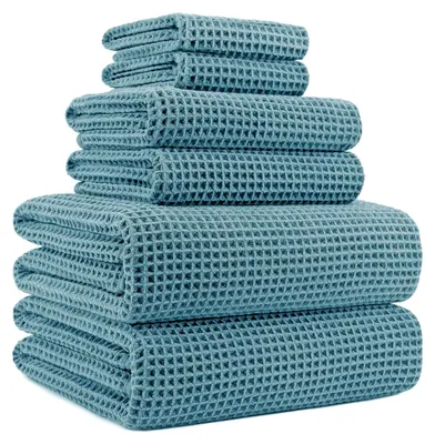 Produktbild von Mikrofaser Handtuch-Set - schnelltrocknend und fusselfrei - Waffelstruktur - groß - 152 x 76,2 cm - 6-teilig
