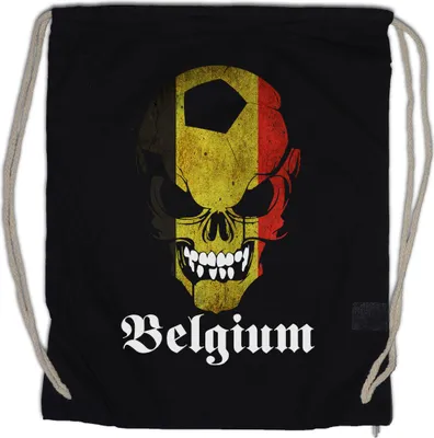 Produktbild von Urban Backwoods Classic Football Soccer Belgium Skull Flag, Turnbeutel, Farbe: Schwarz