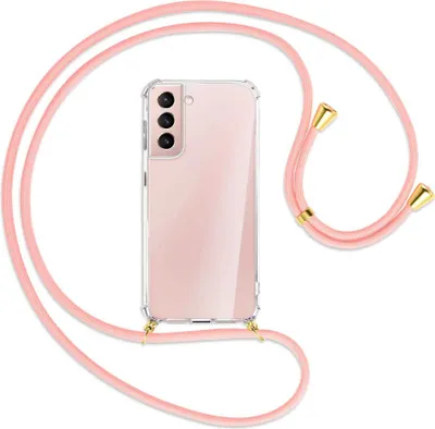 Produktbild von Handykette Backcover-Schutzhülle mit Band (Metall goldfarben) für Samsung Galaxy S21 Plus 5G - rosa