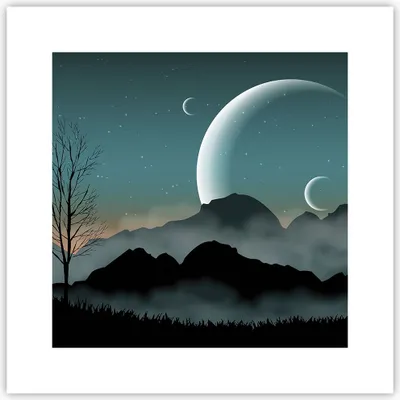 Produktbild von Poster - Poster ohne Rahmen - Himmel Nacht Illustration - 30x30 cm - Wand Bild - Wanddeko - Wandbilder - Kunstposter - Wandposter - Bilder - Kunstdruck - Wanddekoration - Wandbild - P2XAC30x30-4143