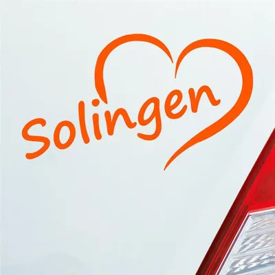 Produktbild von Auto Aufkleber Solingen Herz Stadt City Love Liebe Heimat 14x8 cm Orange Sticker Heckscheibenaufkleber
